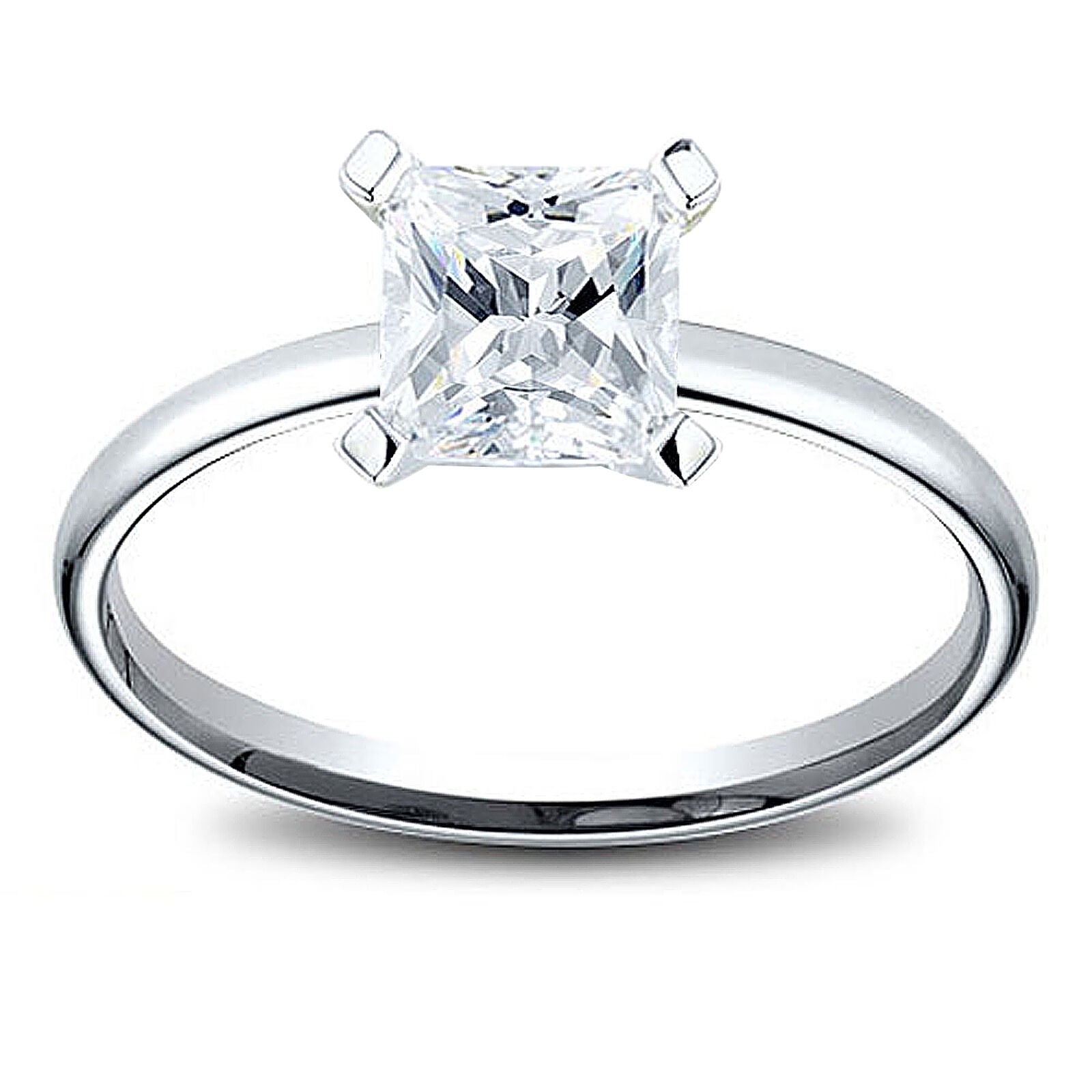 14K Gold 1.12 ct Square Radiant Cut Diamond Solitaire Engagement Ring K VS1